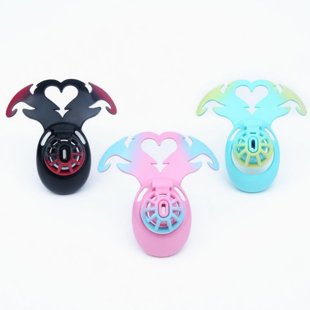 Succubus Heart Chastity Cage – ABS Male Chastity Device with Plate | Short & Long Cage | 3 Ring Sizes | Optional Three-Way Belt