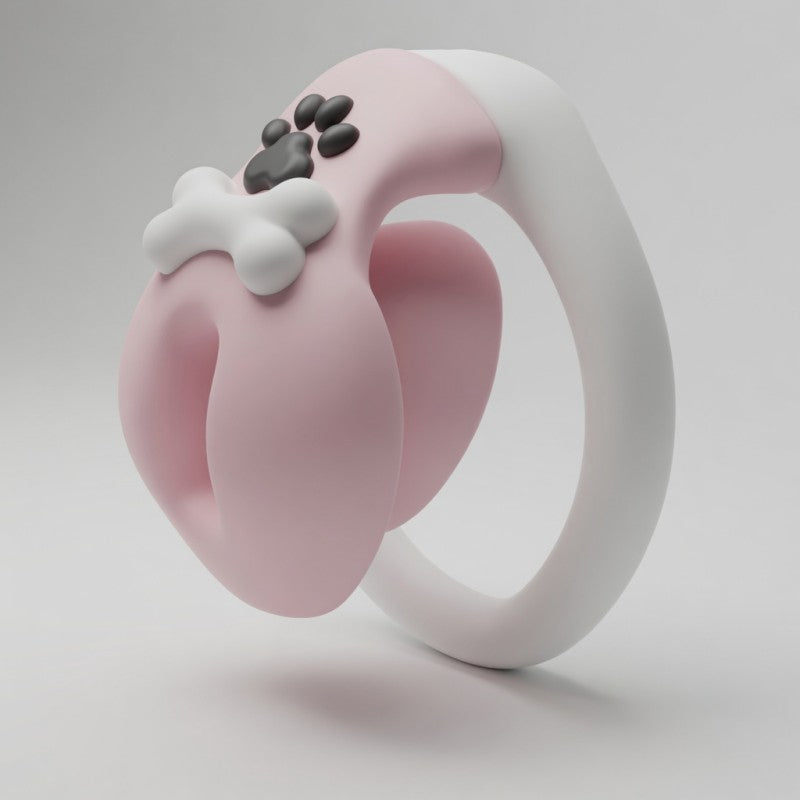 Cute Pink Paw Bone Chastity Cage for Men | Kawaii Pet Play Lock Device