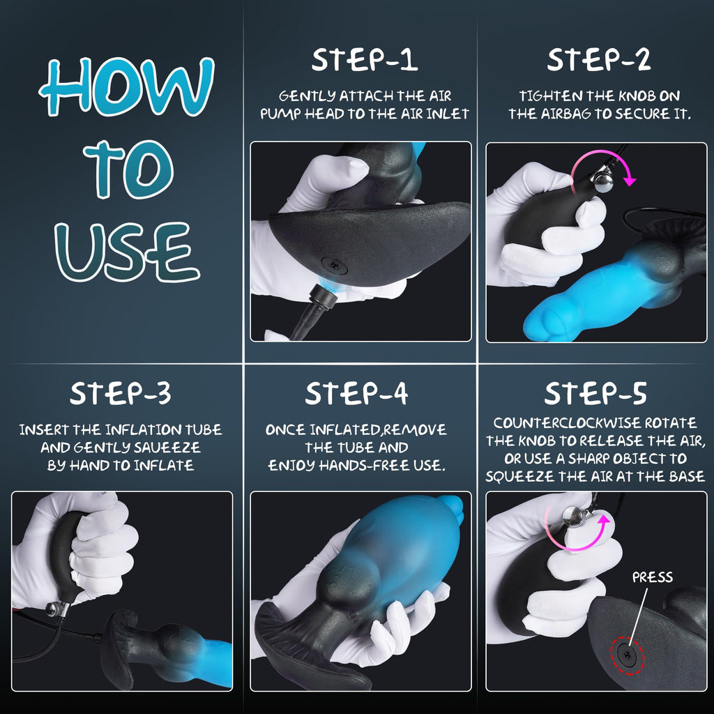 Inflatable Silicone Prostate Massager with Pump