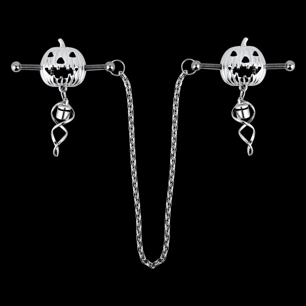 Pumpkin Lantern Nipple Clamps - Stainless Steel Fantasy Restraint Decorative Christmas Gift
