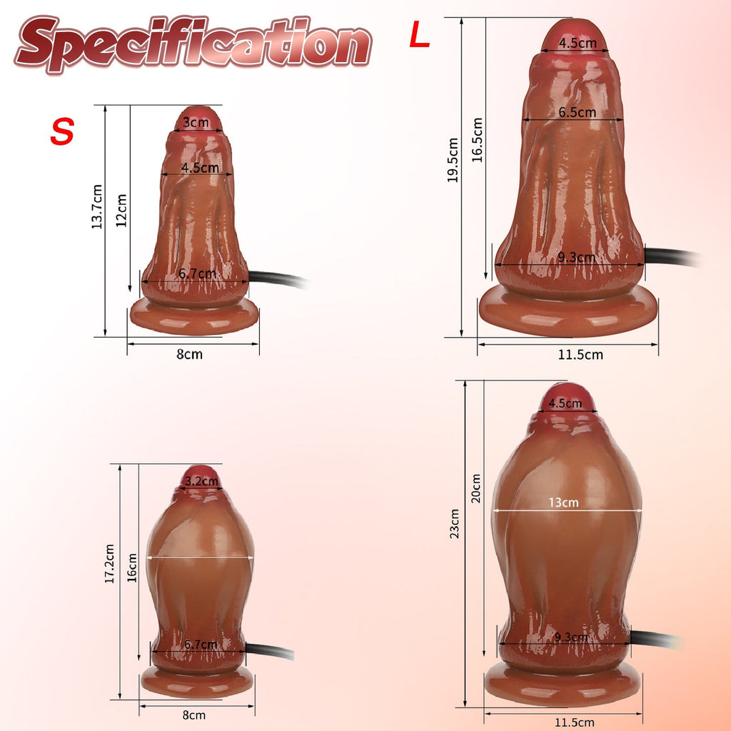 Inflatable Realistic Dildo with Remote Control – Expanding Silicone Penis Plug - Tarisss Sex Toy Store