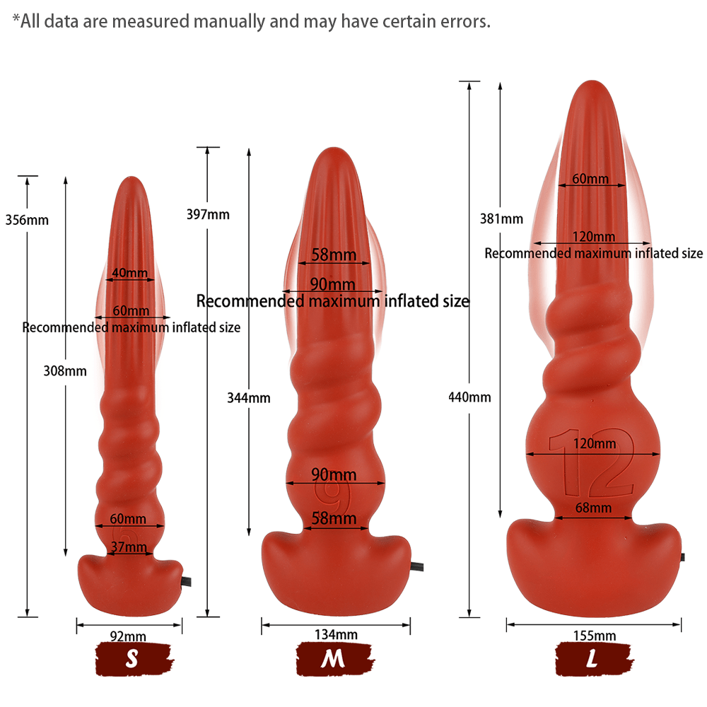 Inflatable Silicone Dildo – 3 Sizes (S/M/L), Expandable Up to 120mm Width, Ultra Long Design, Soft Flexible Material - Tarisss Sex Toy Store