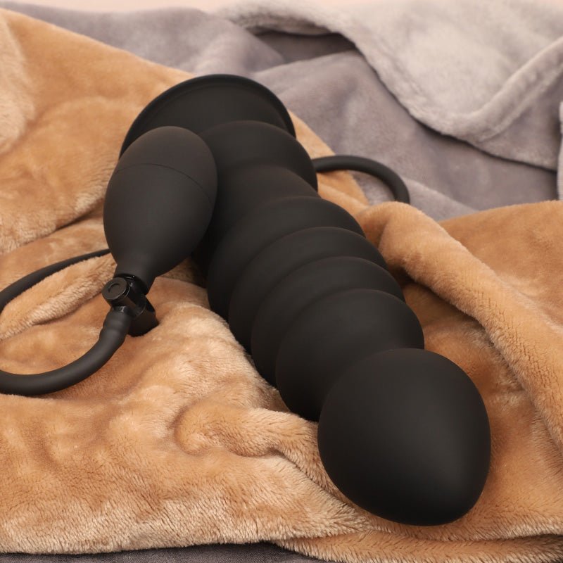 Inflatable Silicone Dildo with Textured Shaft & Strong Suction Base - Tarisss Sex Toy Store