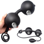 Inflatable Dildo Anal Plug - Dual Steel Ball Build-in Resizable Butt Plug Sex Toys for Men Women