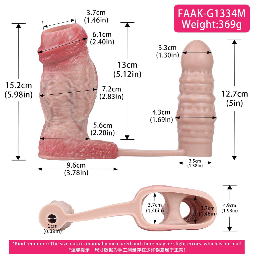 Realistic Cock Sleeve with Vibrating Butt Plug — Dual Stimulation Penis Extender for Prostate Orgasm
