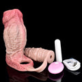 Realistic Cock Sleeve with Vibrating Butt Plug — Dual Stimulation Penis Extender for Prostate Orgasm