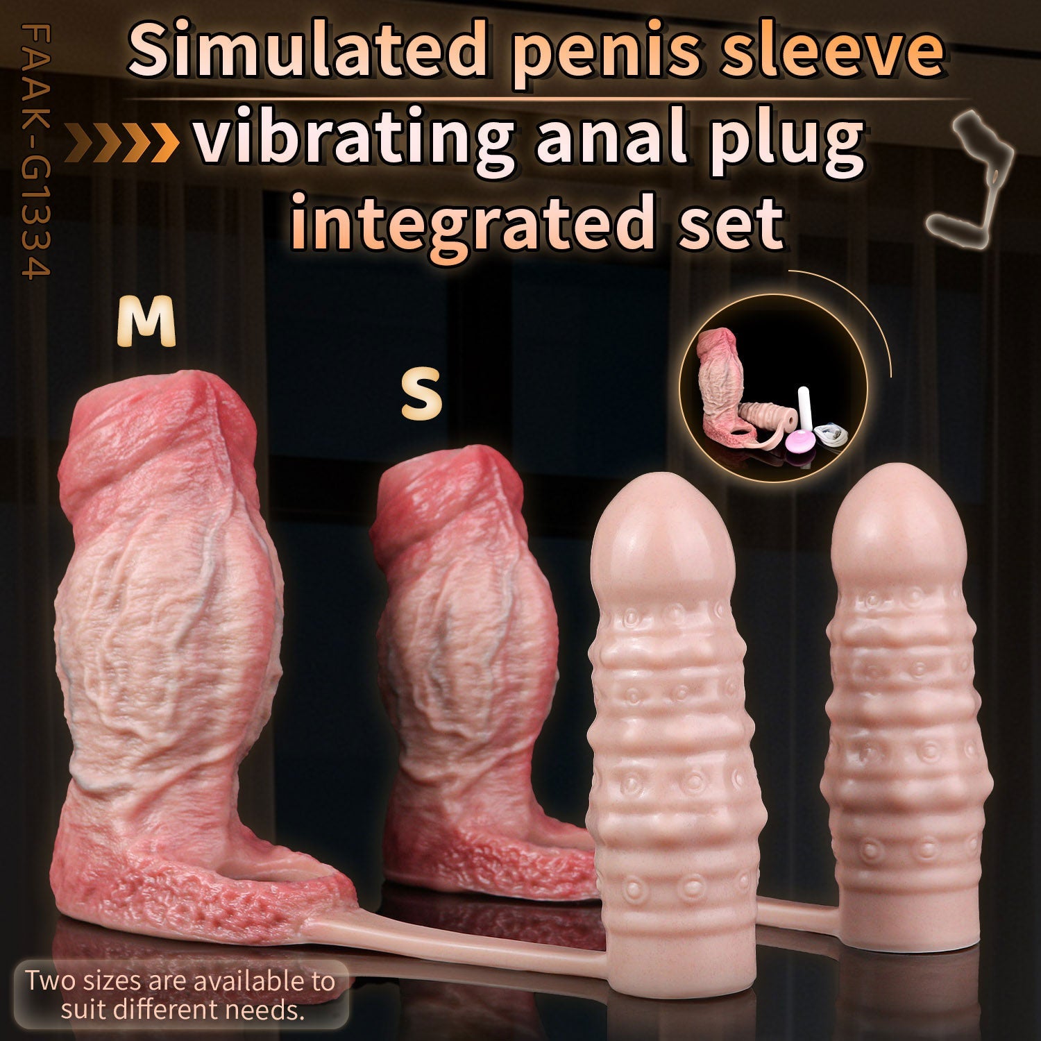 Realistic Cock Sleeve with Vibrating Butt Plug — Dual Stimulation Penis Extender for Prostate Orgasm