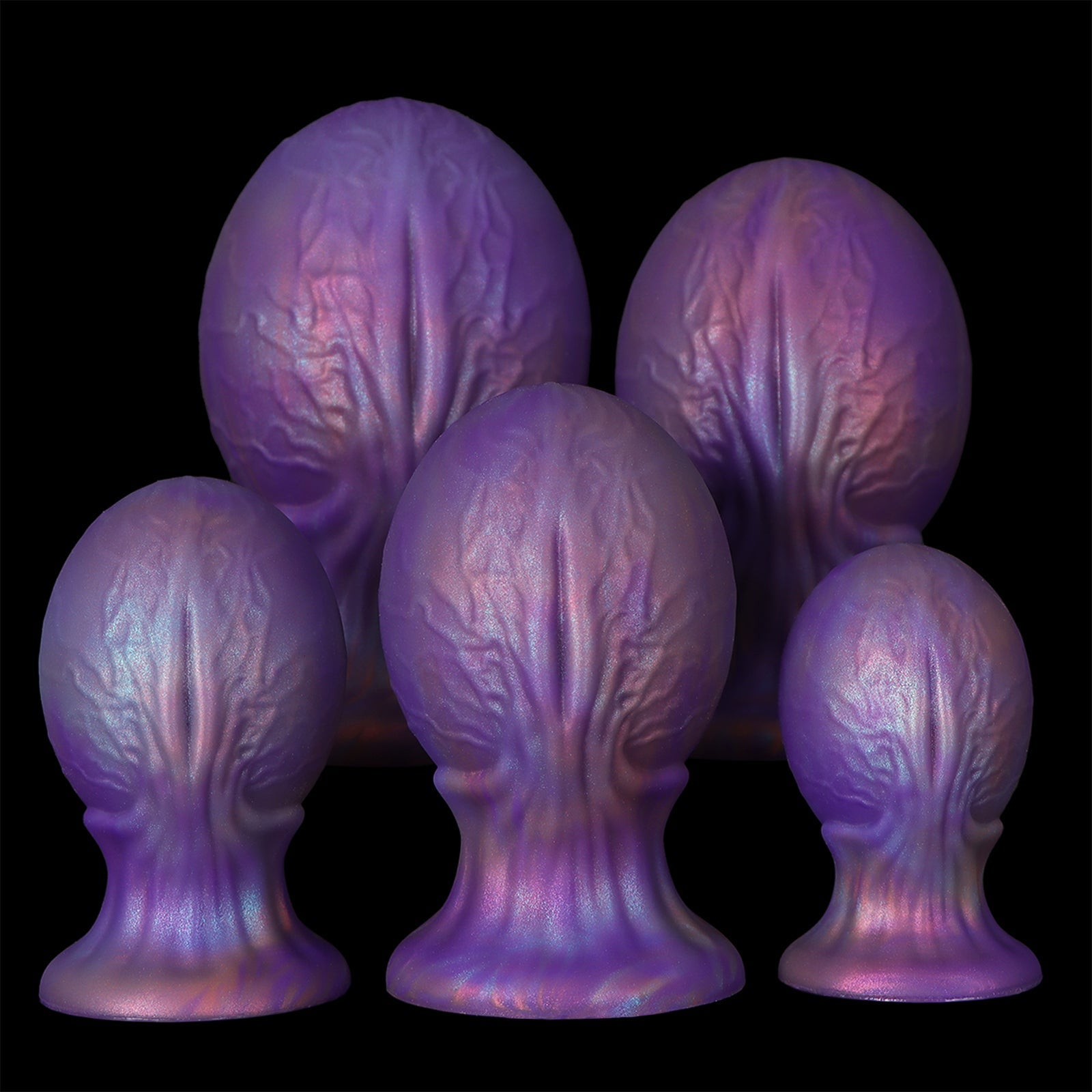 Iridescent Textured Silicone Anal Plug with Wide Base - Tarisss Sex Toy Store