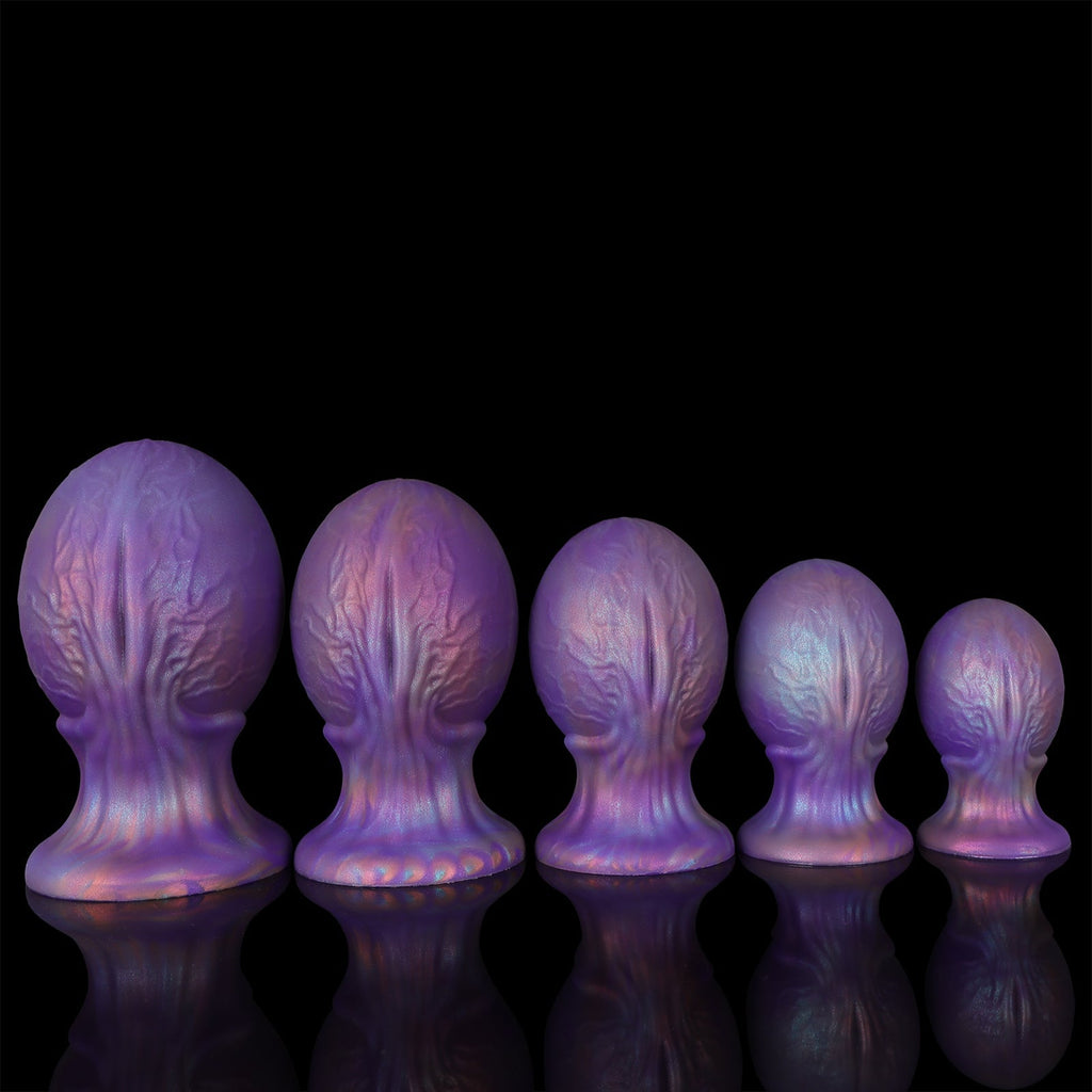 Iridescent Textured Silicone Anal Plug with Wide Base - Tarisss Sex Toy Store