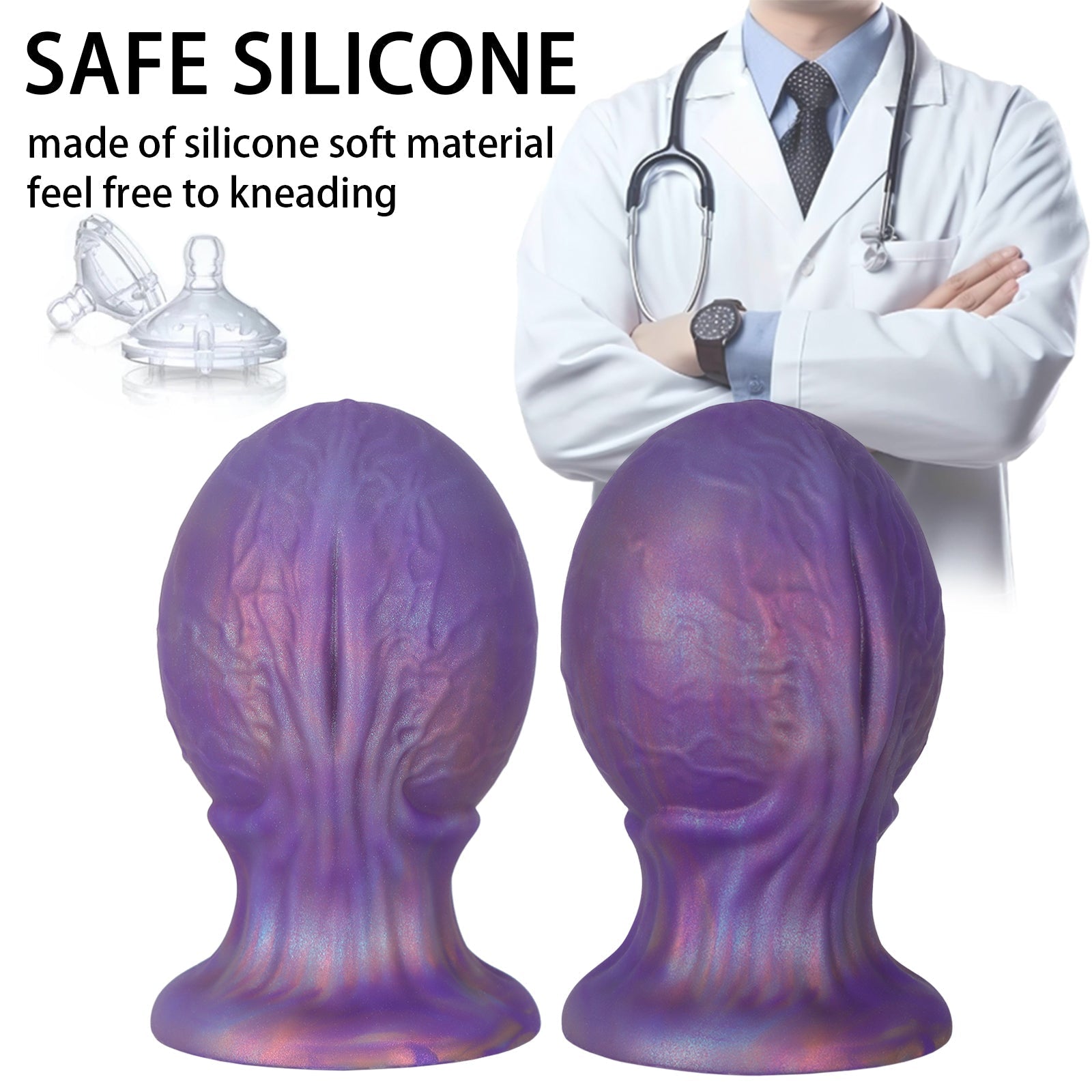 Iridescent Textured Silicone Anal Plug with Wide Base - Tarisss Sex Toy Store