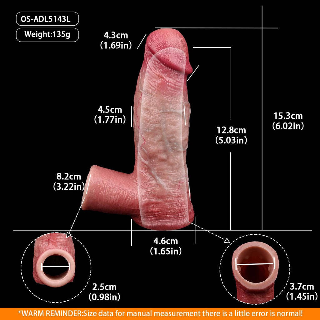 Muscle-Flex Realistic Silicone Cock Sleeve — Dual-Channel Stimulation & Testicle Lock Ring for Men Who Want to Last Longer
