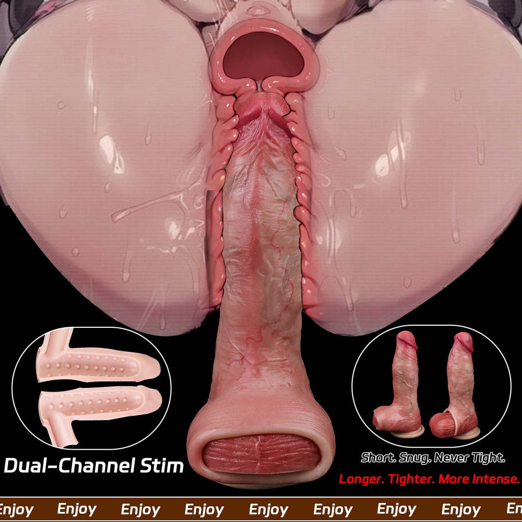 Muscle-Flex Realistic Silicone Cock Sleeve — Dual-Channel Stimulation & Testicle Lock Ring for Men Who Want to Last Longer