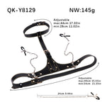 Bettie Bondage Chest Nipple Clamps Set – Leather Strap-On BDSM Kinky Sex Toy for Women