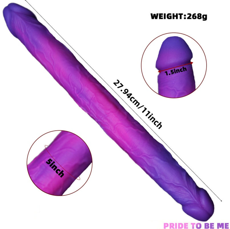 Double Ended Dildo | 11 Inch Flexible Platinum Silicone Shared Pleasure – Domlust