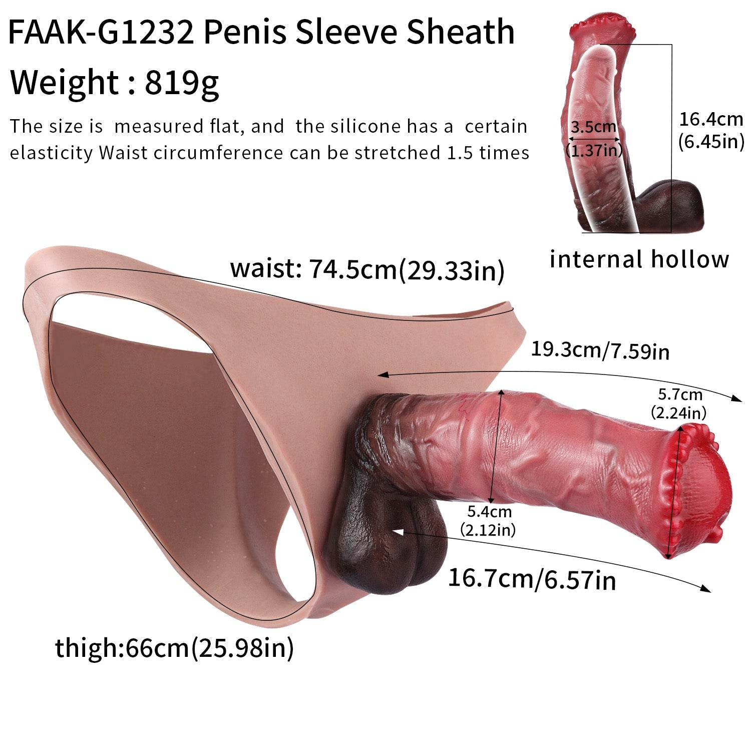 Domlust Horse Cock Sleeve Panty | Platinum Silicone Penis Sleeve Underwear for ED