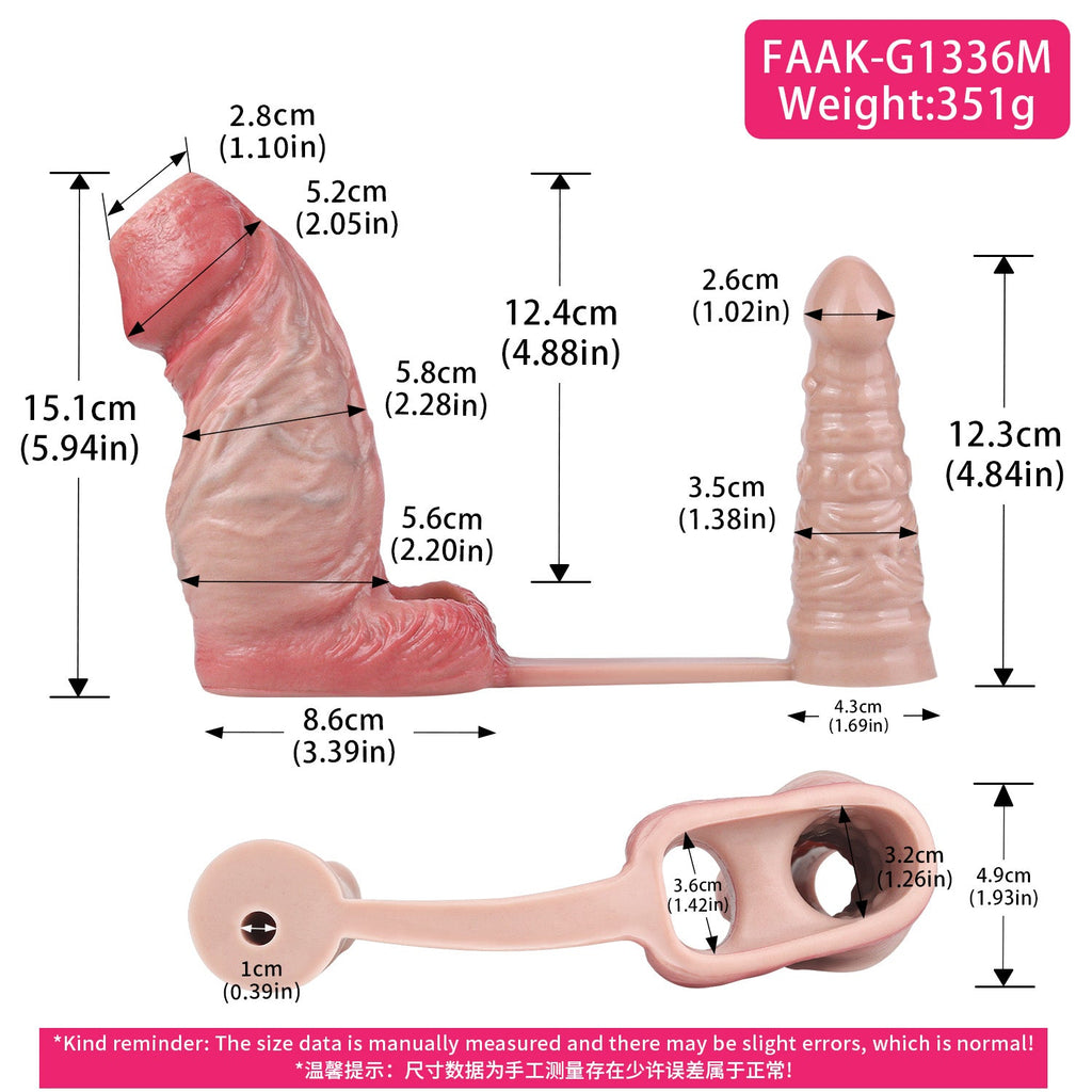 Realistic Silicone Cock Sleeve with Vibrating Butt Plug — Penis Extender & Prostate Massager Set for Men