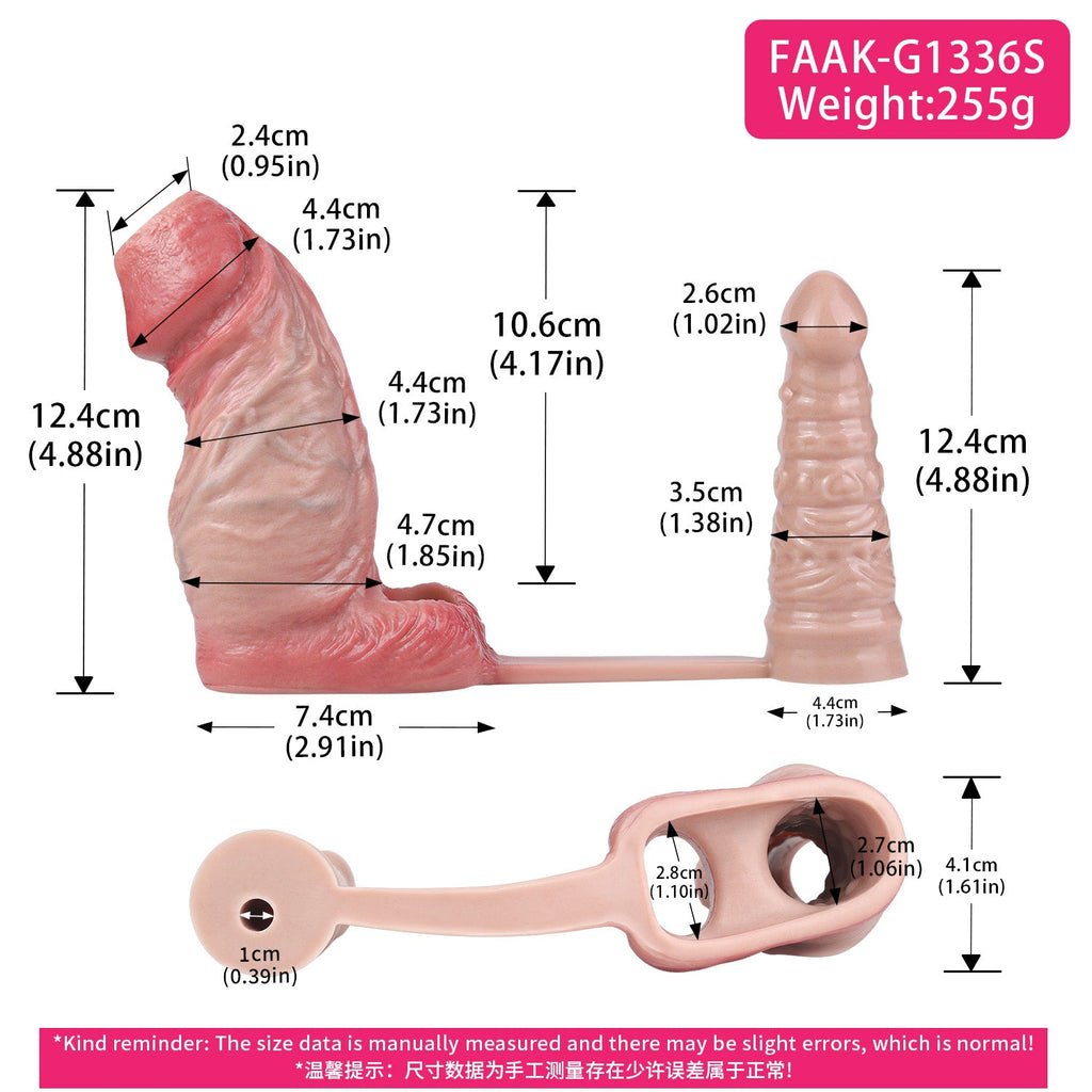 Realistic Silicone Cock Sleeve with Vibrating Butt Plug — Penis Extender & Prostate Massager Set for Men