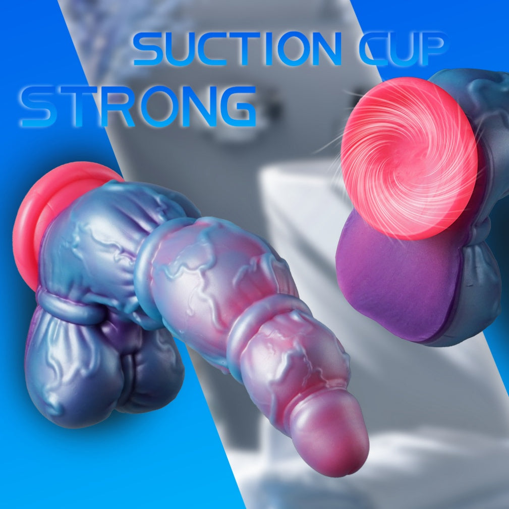 Domlust Monster Fantasy Giant Dildo – Dual-Density Platinum Silicone Dual-Ring Alien Suction Cup Sex Toy