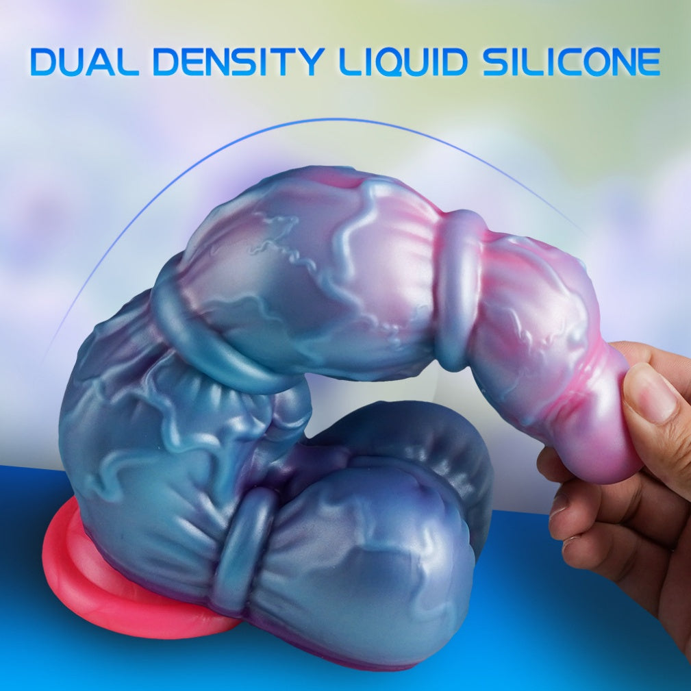 Domlust Monster Fantasy Giant Dildo – Dual-Density Platinum Silicone Dual-Ring Alien Suction Cup Sex Toy