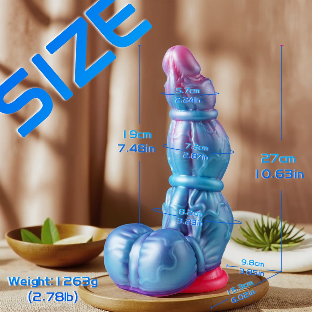 Domlust Monster Fantasy Giant Dildo – Dual-Density Platinum Silicone Dual-Ring Alien Suction Cup Sex Toy
