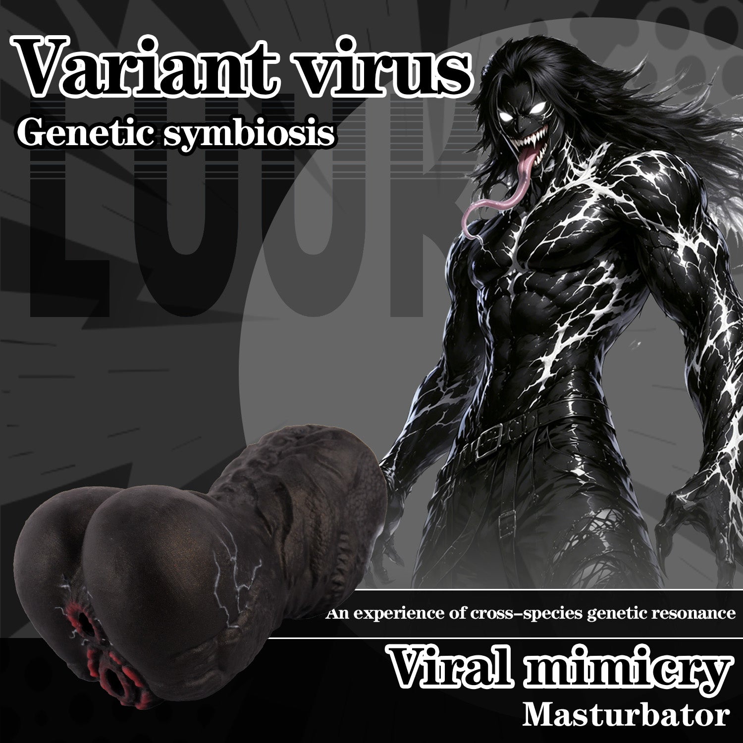Alien Torso Fantasy Pocket Pussy – Venom Symbiote Dual-Channel Silicone Masturbator for Male Sex Toys