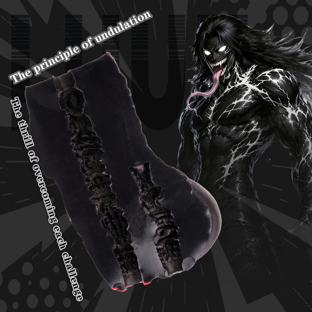 Alien Torso Fantasy Pocket Pussy – Venom Symbiote Dual-Channel Silicone Masturbator for Male Sex Toys
