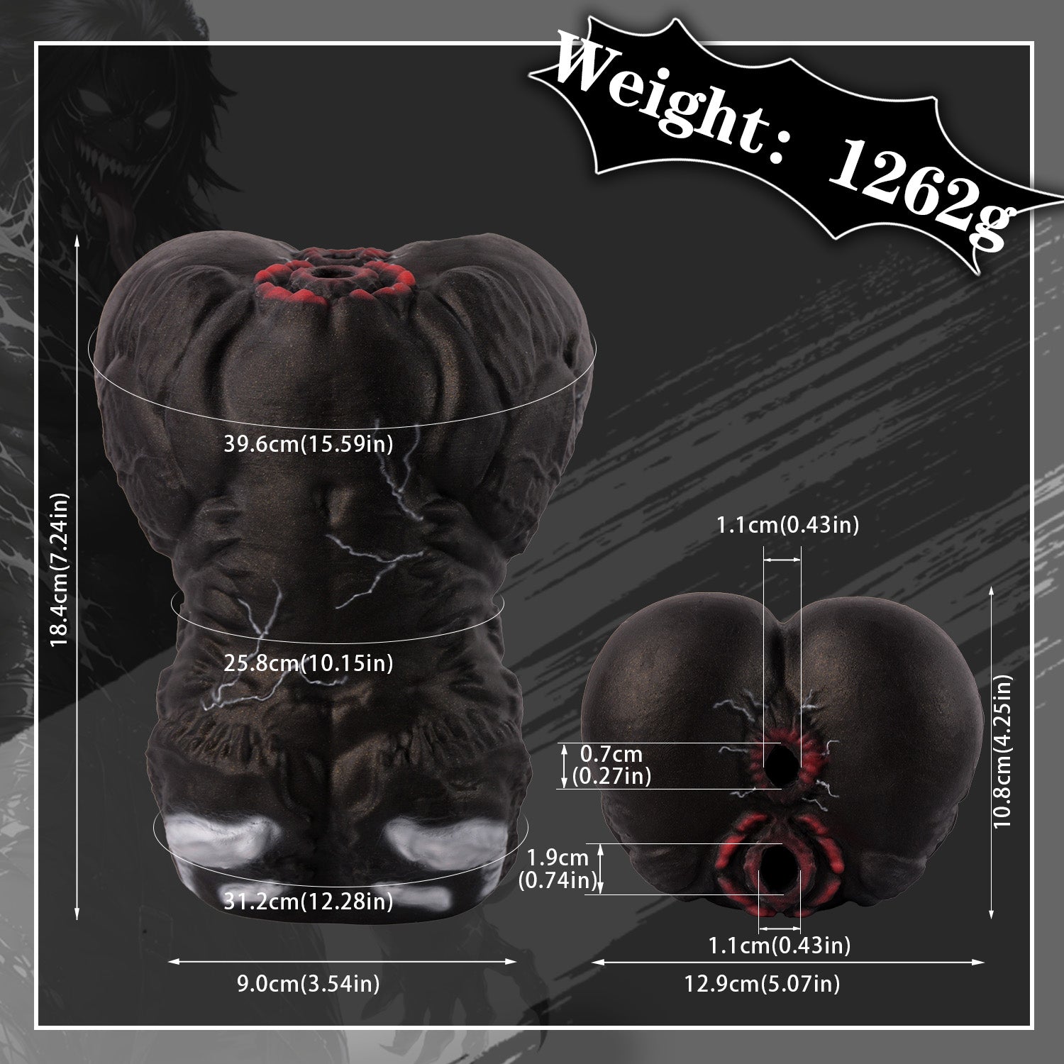 Alien Torso Fantasy Pocket Pussy – Venom Symbiote Dual-Channel Silicone Masturbator for Male Sex Toys