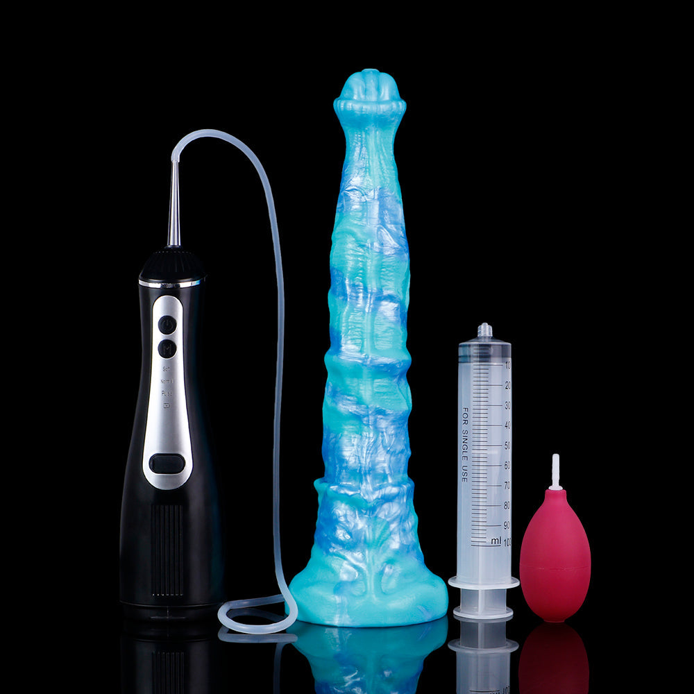 Ashura the Emberbound Awakener — Squirting Horse Dildo with Electric Water Blaster | Fantasy Ejaculating Dildo in Platinum Silicone