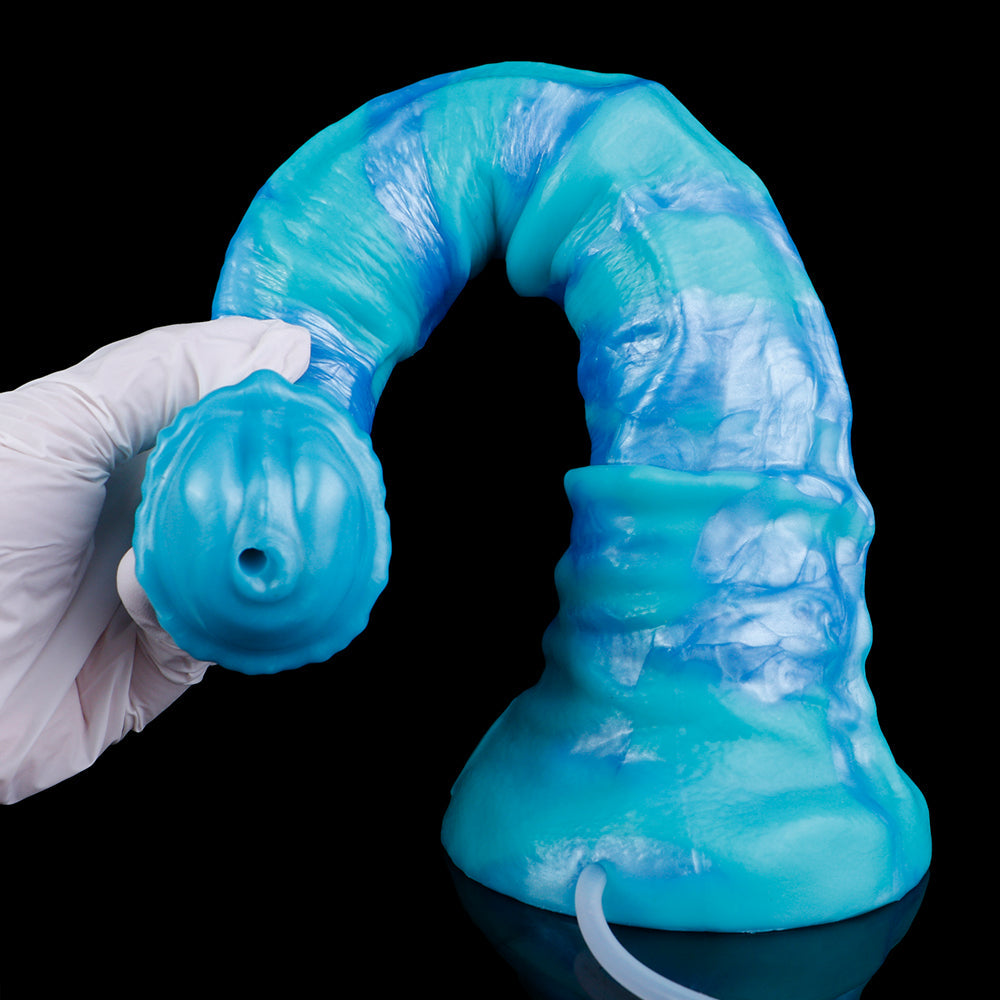 Ashura the Emberbound Awakener — Squirting Horse Dildo with Electric Water Blaster | Fantasy Ejaculating Dildo in Platinum Silicone