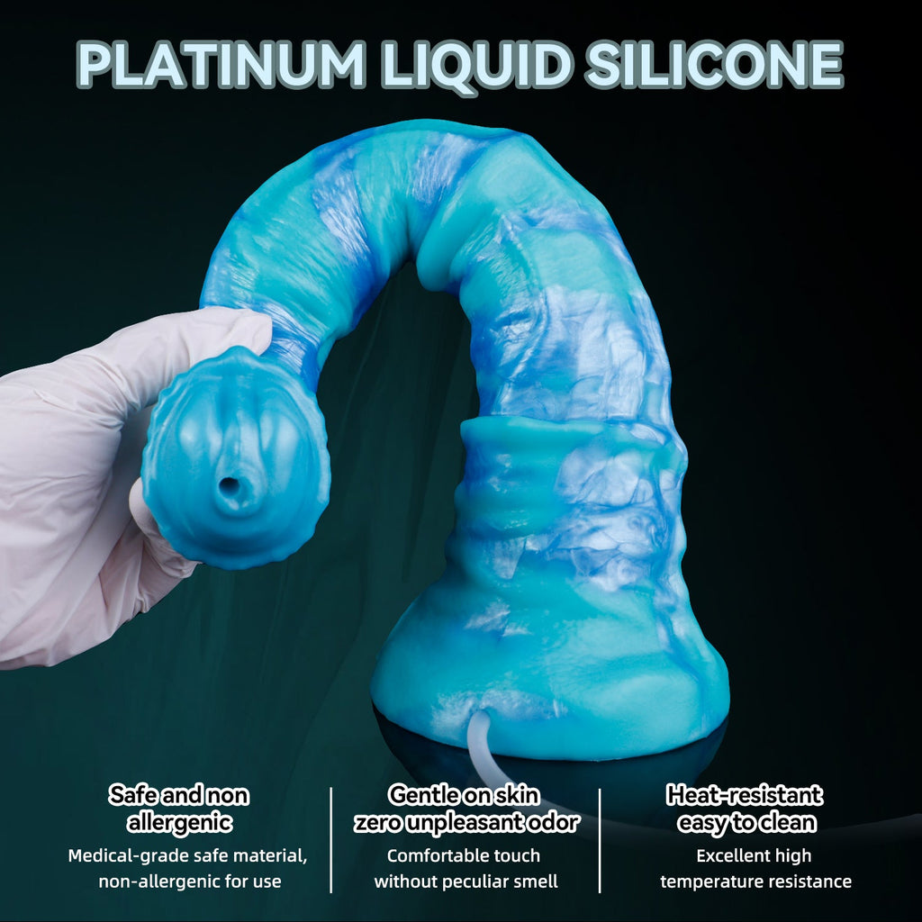 Ashura the Emberbound Awakener — Squirting Horse Dildo with Electric Water Blaster | Fantasy Ejaculating Dildo in Platinum Silicone