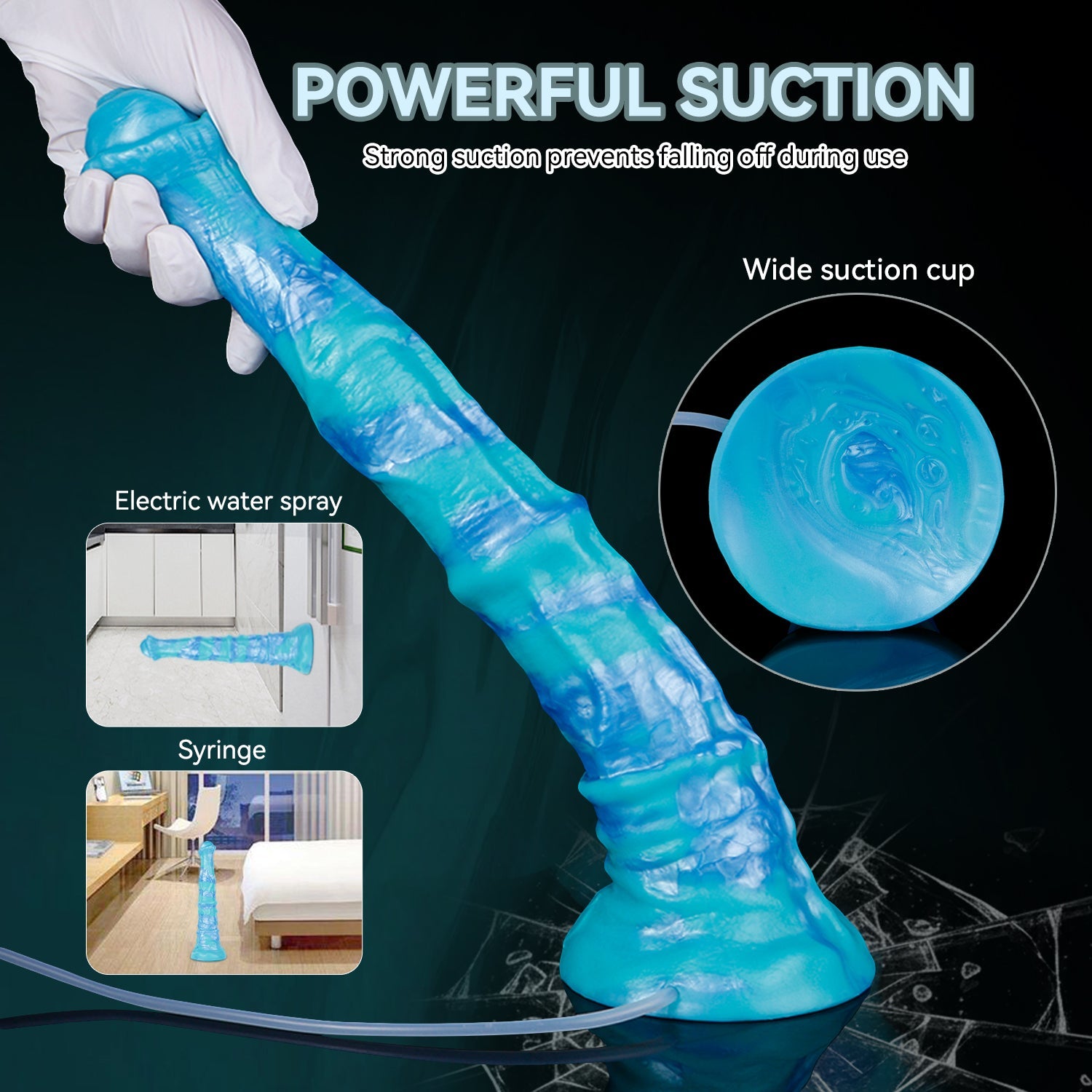 Ashura the Emberbound Awakener — Squirting Horse Dildo with Electric Water Blaster | Fantasy Ejaculating Dildo in Platinum Silicone