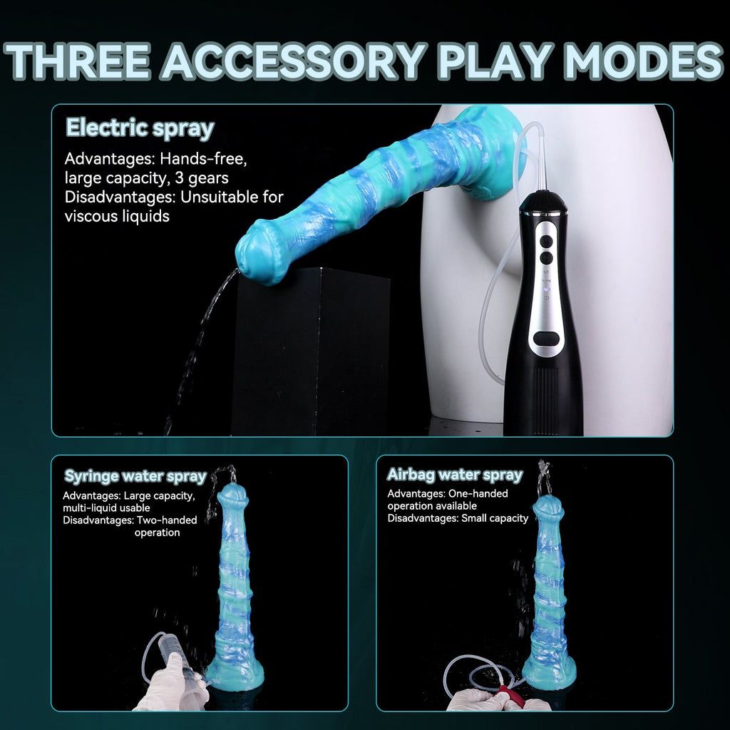 Ashura the Emberbound Awakener — Squirting Horse Dildo with Electric Water Blaster | Fantasy Ejaculating Dildo in Platinum Silicone