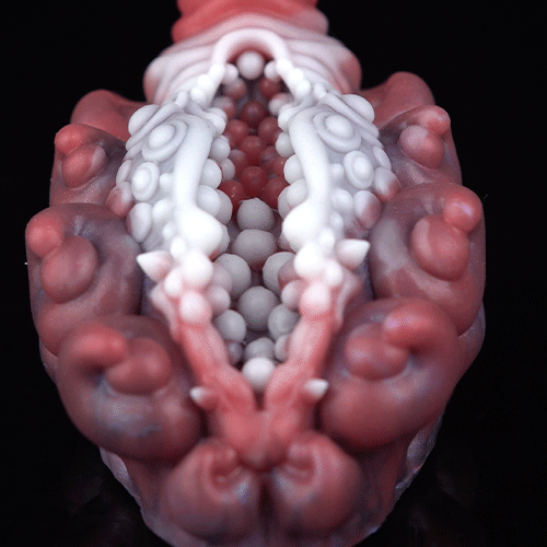 Alien Tentacle Grinder Sex Toy | Platinum Silicone Male Masturbator with Open Channel & Vibrator Slot