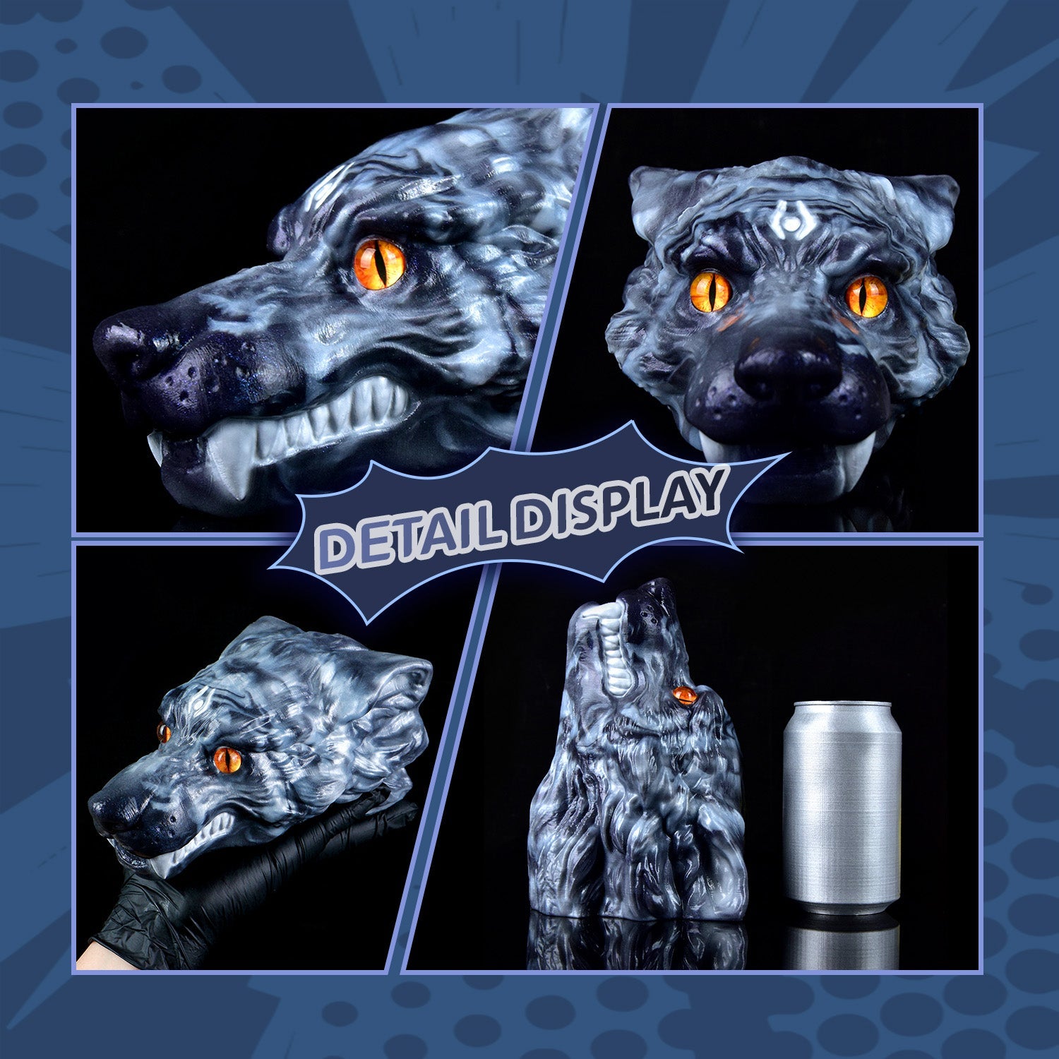Phantom Wolf Head Alien Pussy Stroker — Silicone Fantasy Oral Masturbator for Men Who Crave the Wild