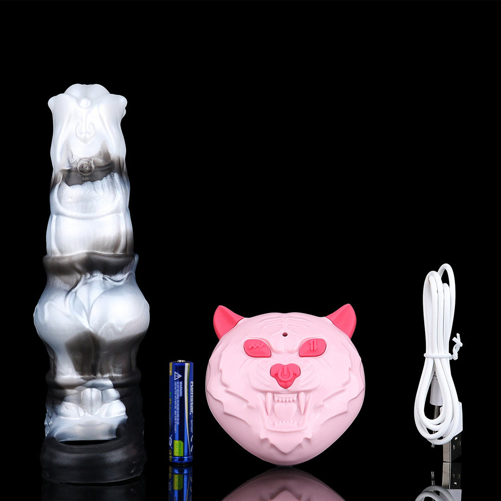 Wild Stallion Fantasy Vibrating Cock Sleeve – Platinum Silicone Penis Extender with Remote | Domlust