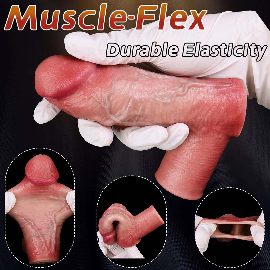 Realistic Platinum Silicone Cock Sleeve with Locking Ring — Bigger, Thicker & Longer for Couples