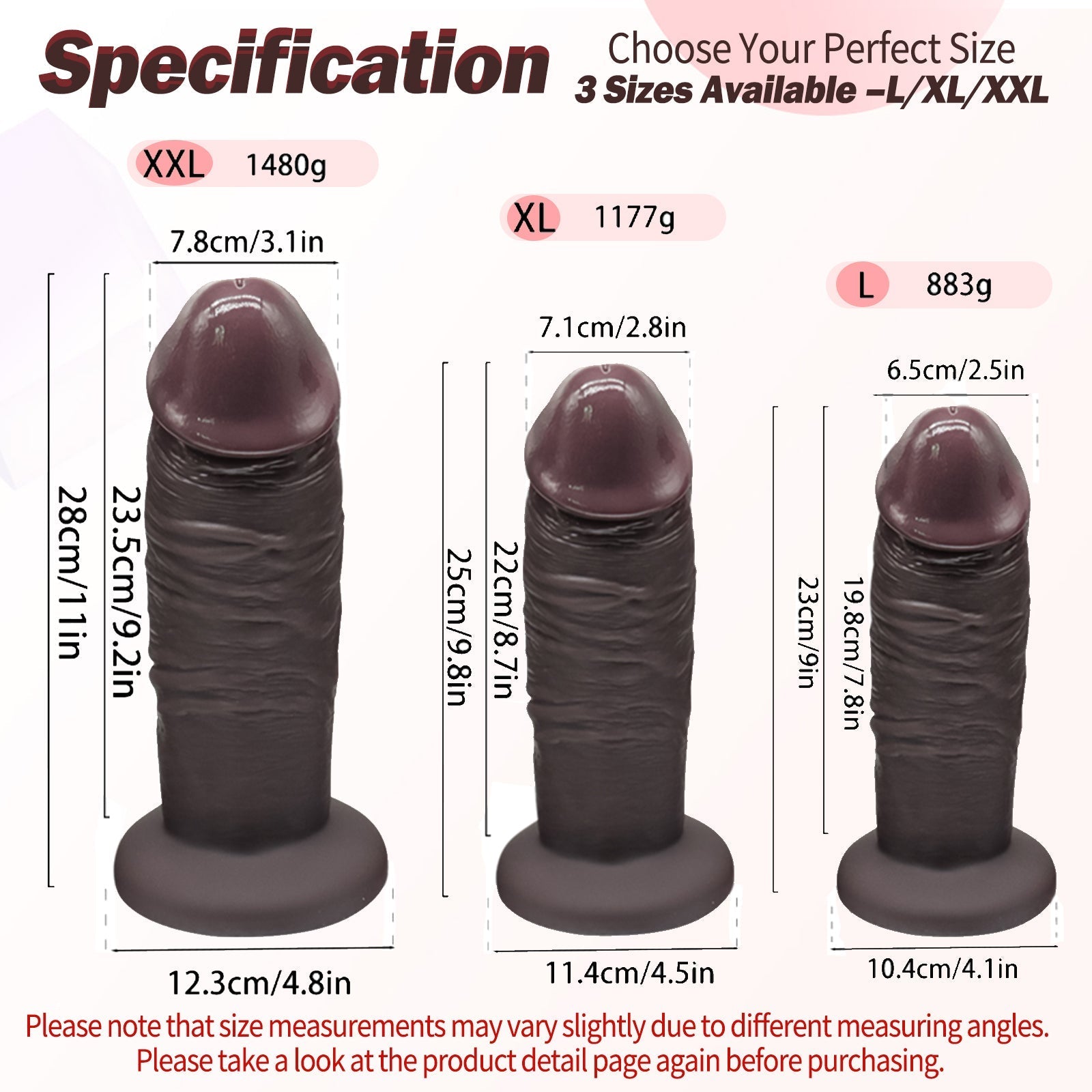 Lifelike Thick Head Huge Realistic Silicone Dildo with Suction Cup - Tarisss Sex Toy Store
