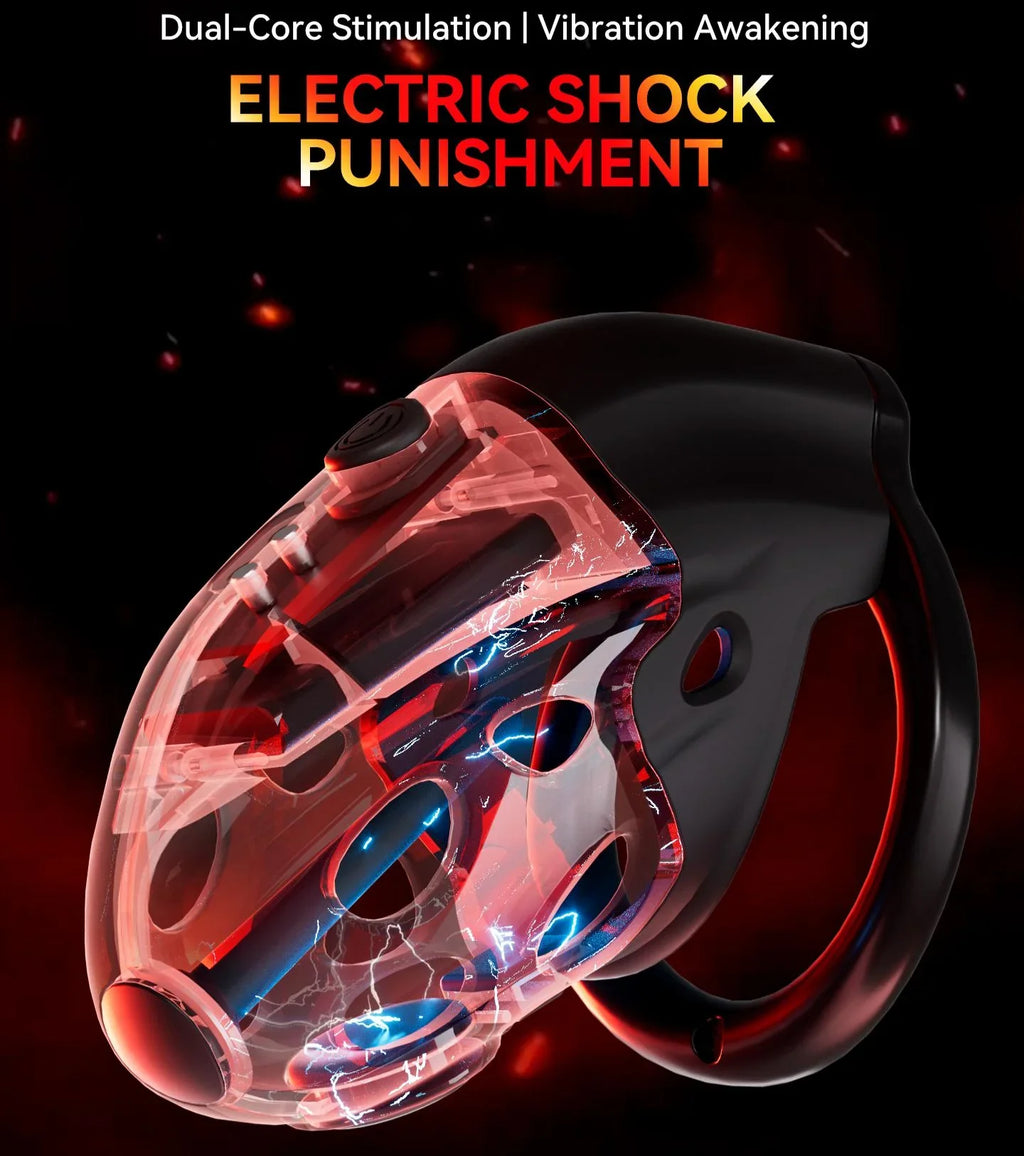 Retractable Electric Shock & Vibrating Chastity Cage