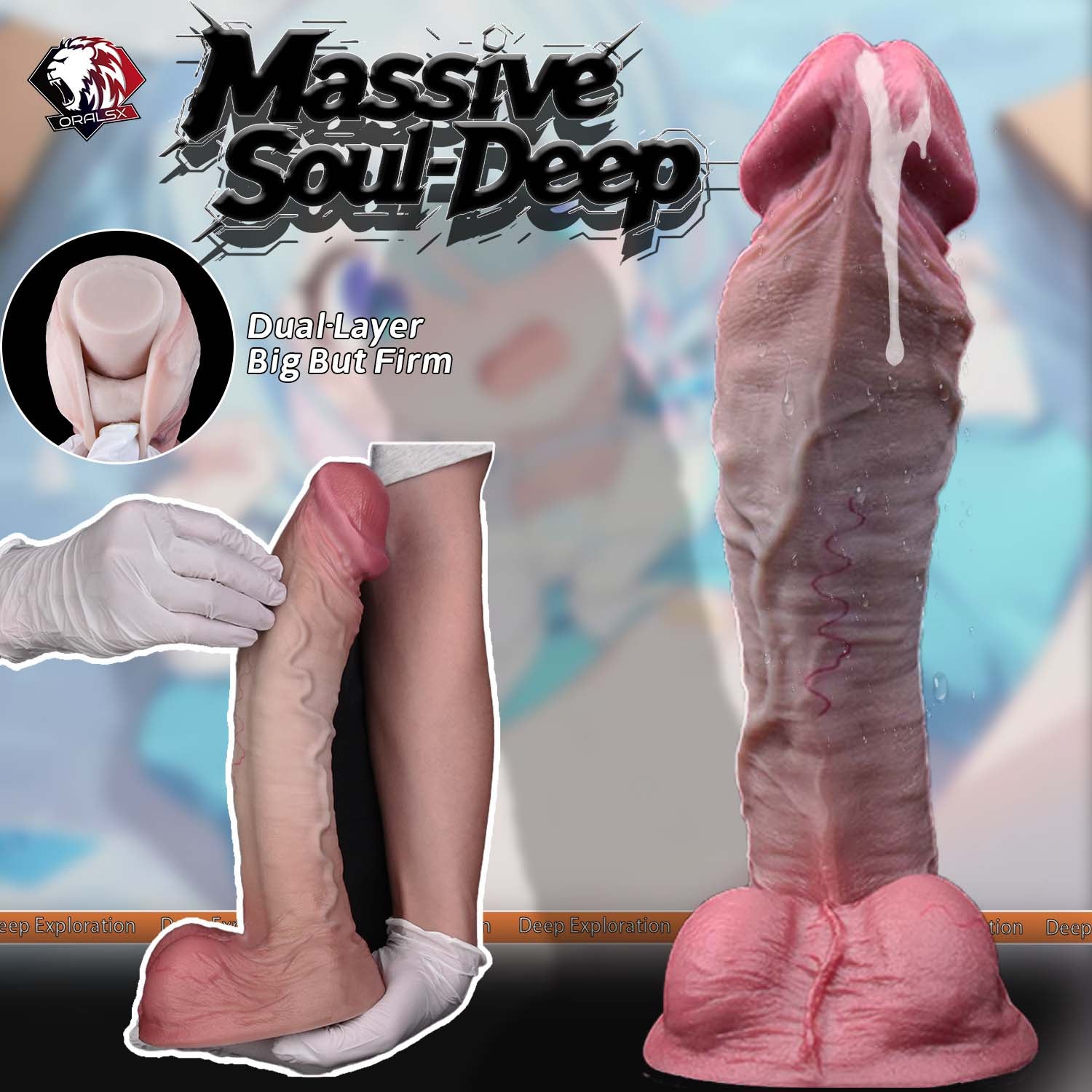 Massive Realistic Silicone Dildo – Dual Density Huge Consoladores with Veiny Texture