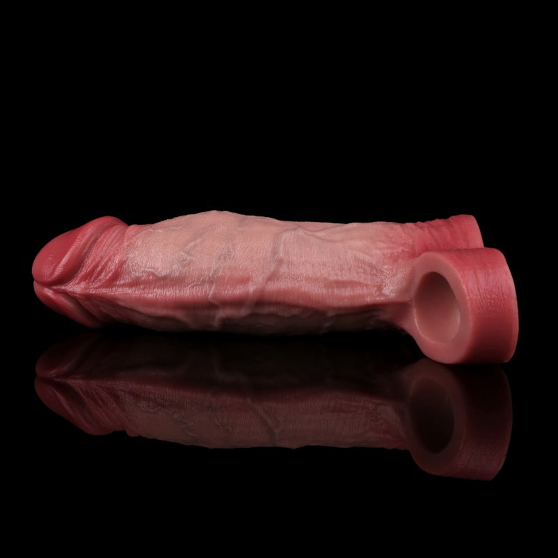 Testicle Locking Ejaculation Delay Cock Sleeve – Lifelike Silicone Girth Enhancer for Penis