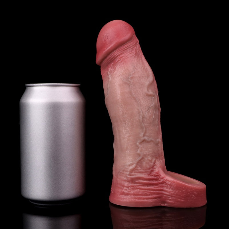Testicle Locking Ejaculation Delay Cock Sleeve – Lifelike Silicone Girth Enhancer for Penis