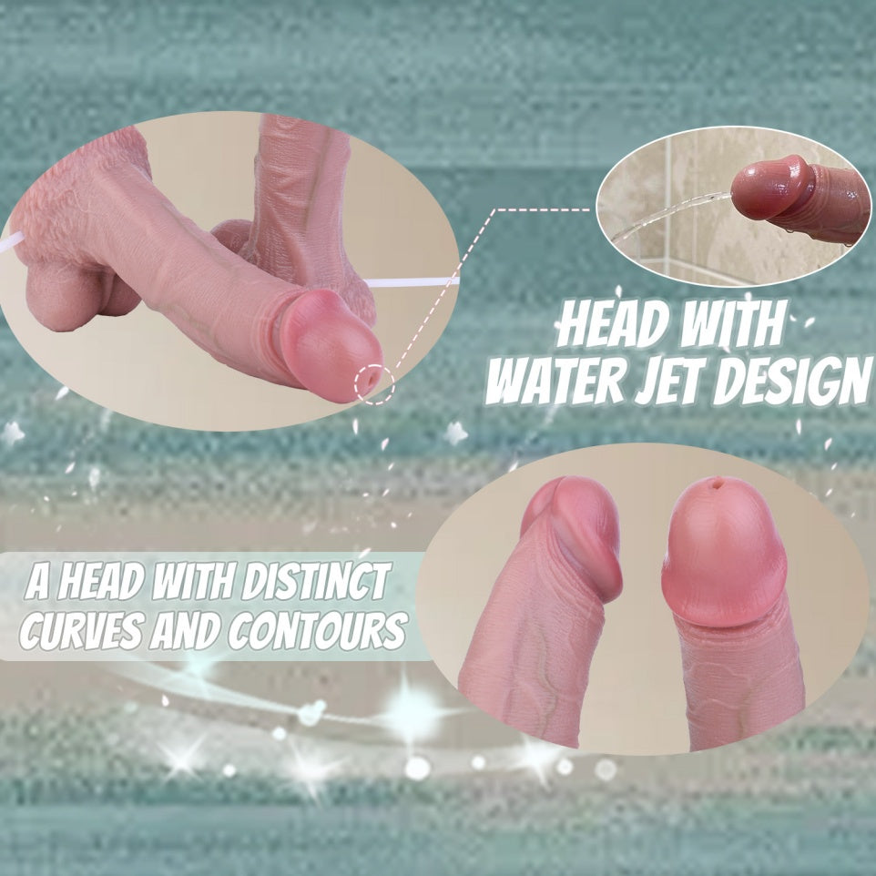 Ultra-Realistic Squirting Dildo | Dual Density Platinum Silicone Strapon for Women & Couples