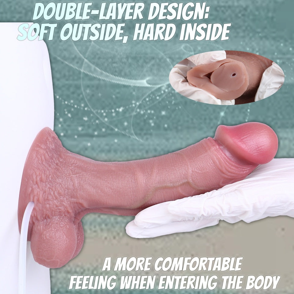 Ultra-Realistic Squirting Dildo | Dual Density Platinum Silicone Strapon for Women & Couples