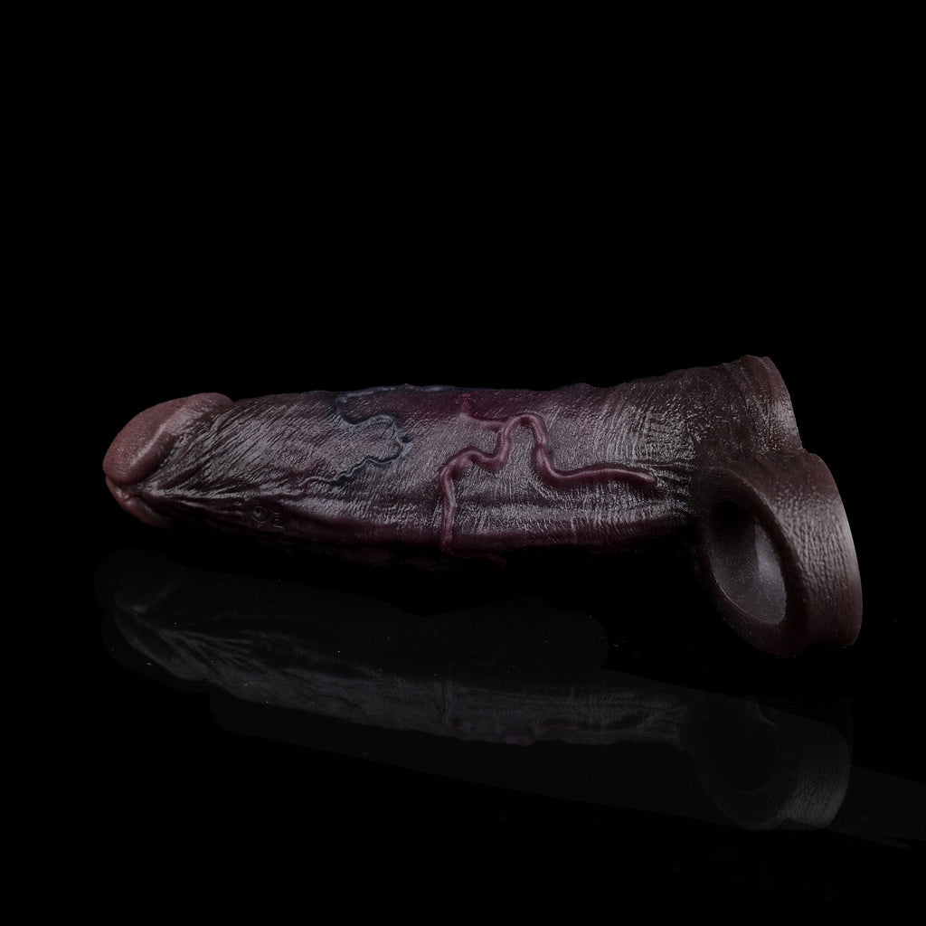 Obsidian King BBC Cock Sleeve | Vibrating Penis Extender with Remote | Platinum Silicone | Domlust
