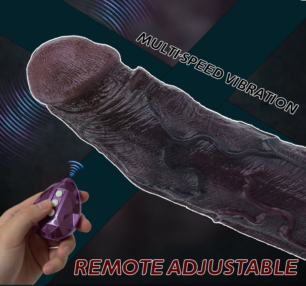 Obsidian King BBC Cock Sleeve | Vibrating Penis Extender with Remote | Platinum Silicone | Domlust