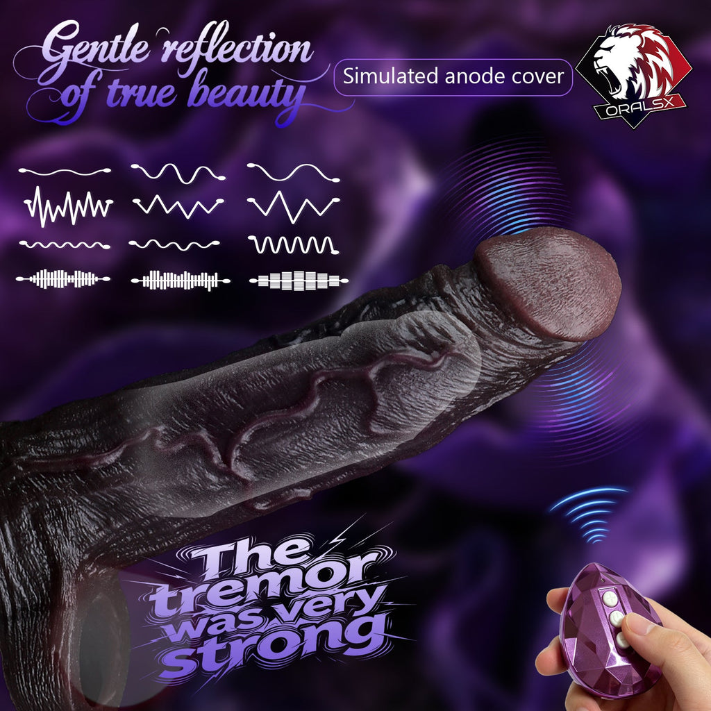 Obsidian King BBC Cock Sleeve | Vibrating Penis Extender with Remote | Platinum Silicone | Domlust