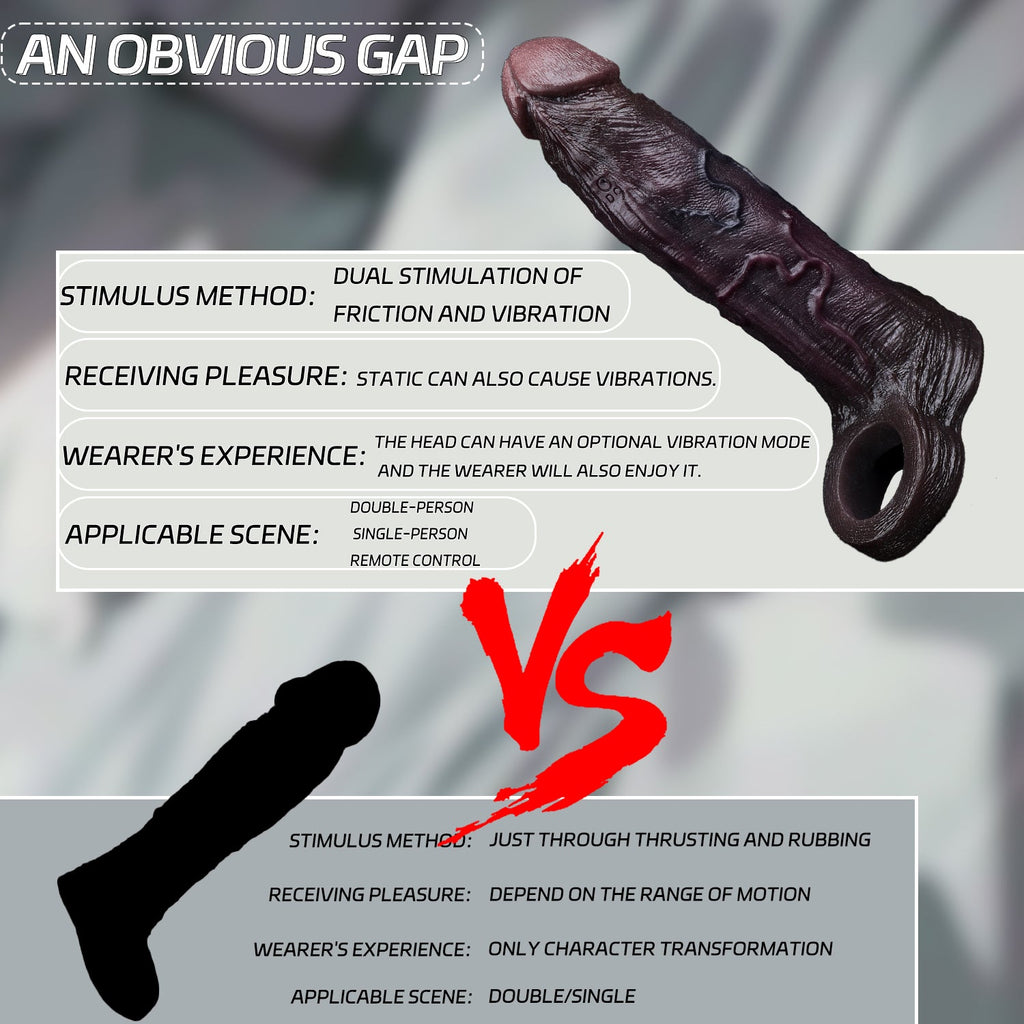 Obsidian King BBC Cock Sleeve | Vibrating Penis Extender with Remote | Platinum Silicone | Domlust