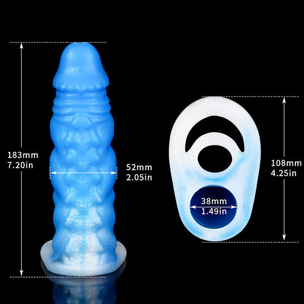 Luminous Monsterdildo Penis Sleeve Extender - Premium Silicone Cock Ring Expansion Male Sex Toy