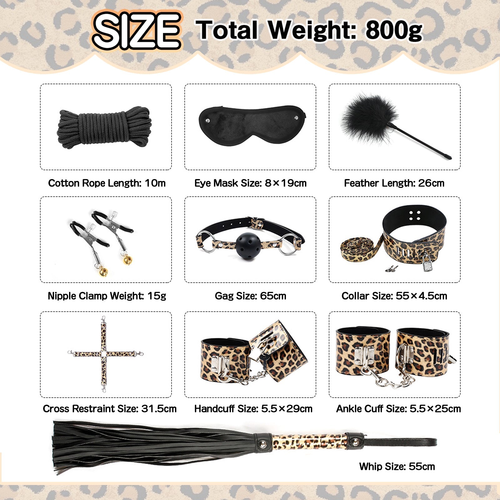 Luxury Leopard Print Bondage Kit - Tarisss Sex Toy Store