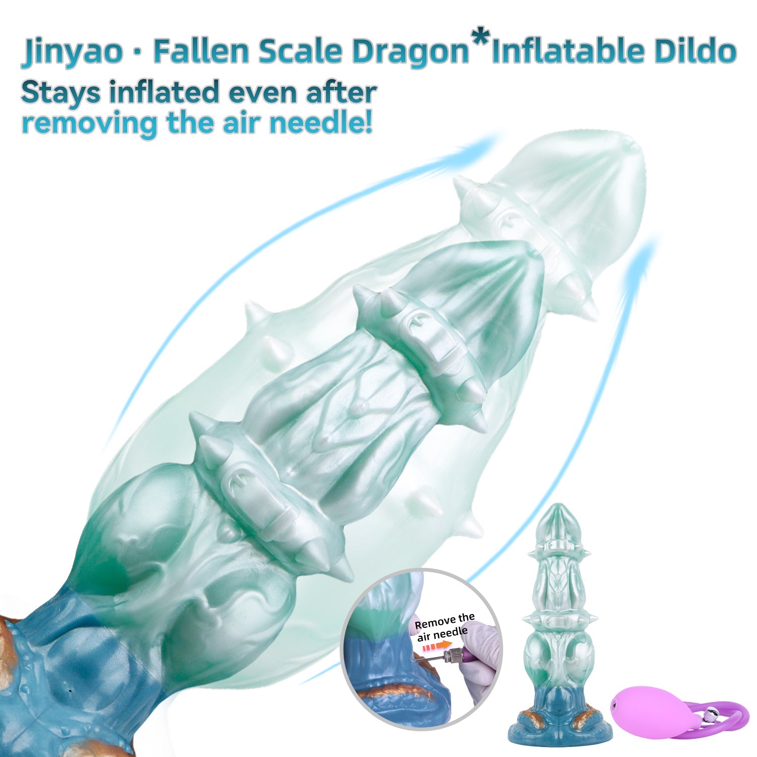 Inflatable Knot Dragon Dog Dildo — Expandable Fantasy Silicone Toy for G-Spot Stimulation & Knotting Sensation